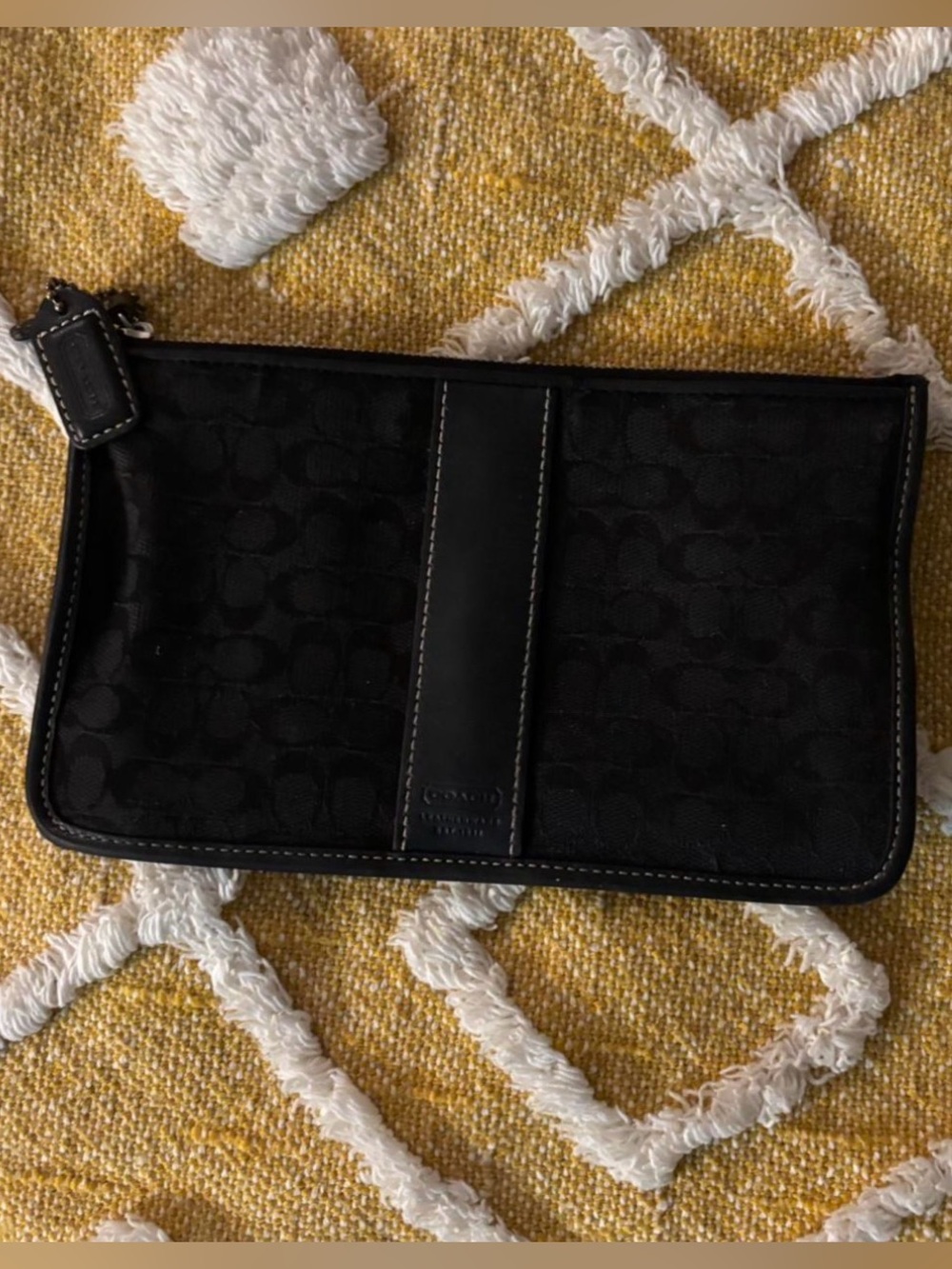 Black Coach Slim Envelope Pouch Wallet Wristlet